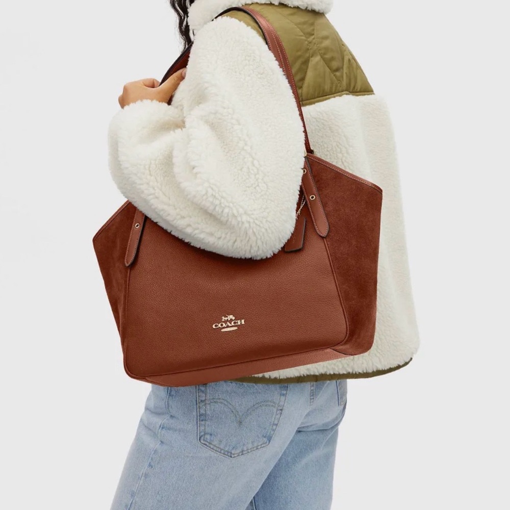 Coach Chestnut Brown Leather Suede Tote